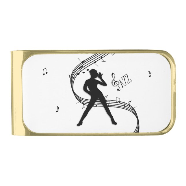 Jazz Dancer Music Gold Finish Money Clip (Front)