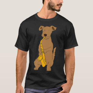 Jazz Dog Saxophone Funny Puppy Musician T-Shirt