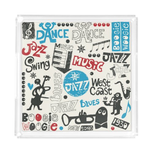 Jazz Doodle Eclectic Music Mix Acrylic Tray
