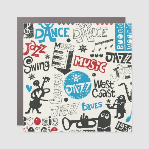 Jazz Doodle Eclectic Music Mix Car Magnet