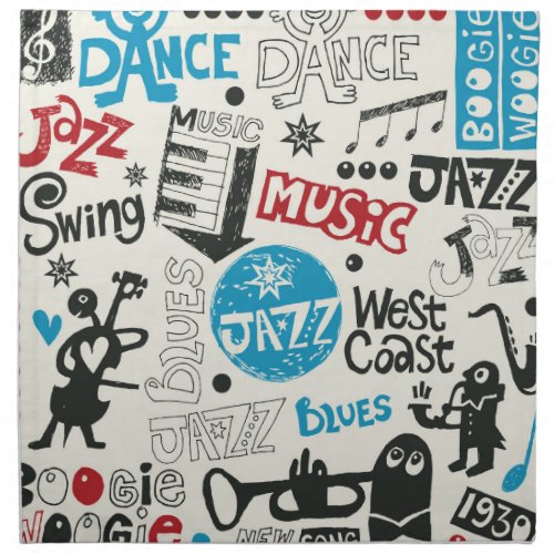 Jazz Doodle Eclectic Music Mix Cloth Napkin