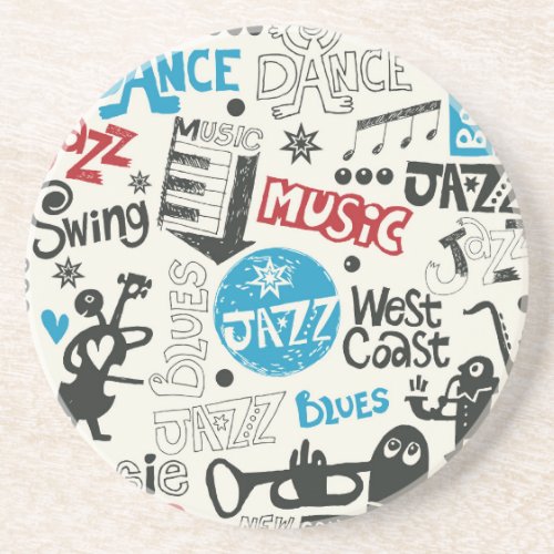 Jazz Doodle Eclectic Music Mix Coaster