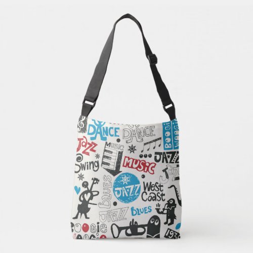 Jazz Doodle Eclectic Music Mix Crossbody Bag
