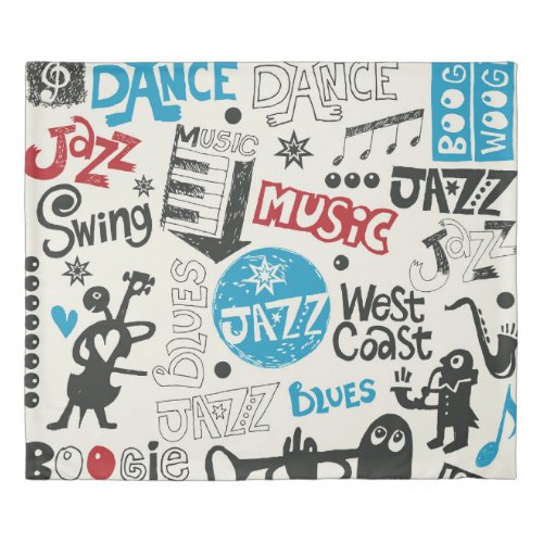 Jazz Doodle Eclectic Music Mix Duvet Cover