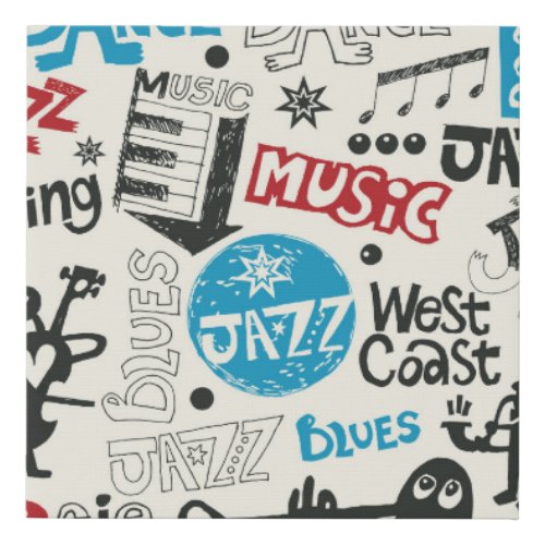 Jazz Doodle Eclectic Music Mix Faux Canvas Print