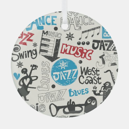 Jazz Doodle Eclectic Music Mix Glass Ornament