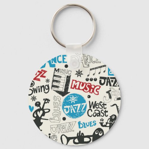 Jazz Doodle Eclectic Music Mix Keychain
