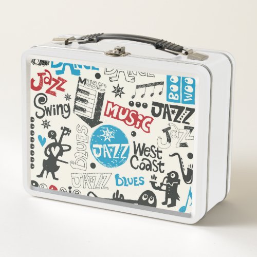 Jazz Doodle Eclectic Music Mix Metal Lunch Box