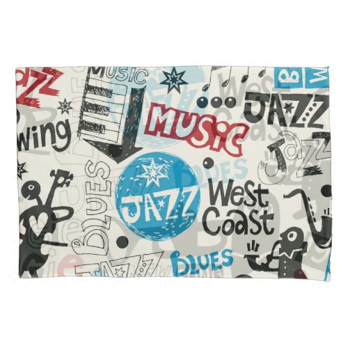 Jazz Doodle Eclectic Music Mix Pillow Case