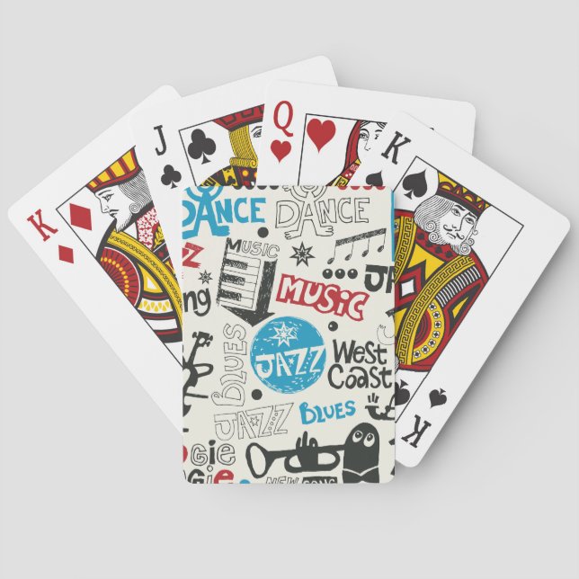 Jazz Doodle: Eclectic Music Mix Poker Cards (Back)