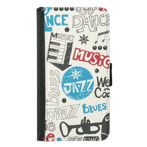 Jazz Doodle Eclectic Music Mix Samsung Galaxy S5 Wallet Case