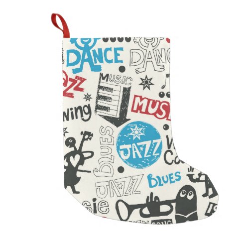 Jazz Doodle Eclectic Music Mix Small Christmas Stocking