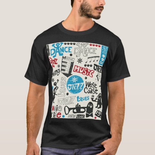 Jazz Doodle Eclectic Music Mix T_Shirt