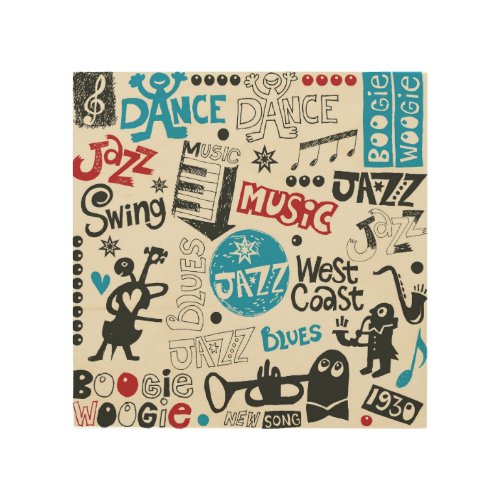 Jazz Doodle Eclectic Music Mix Wood Wall Art