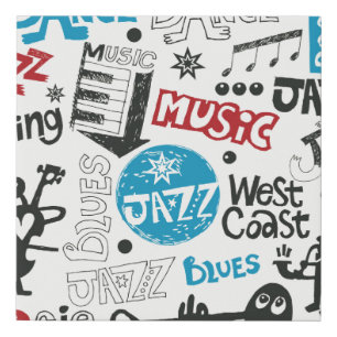 jazz doodle mix faux canvas print