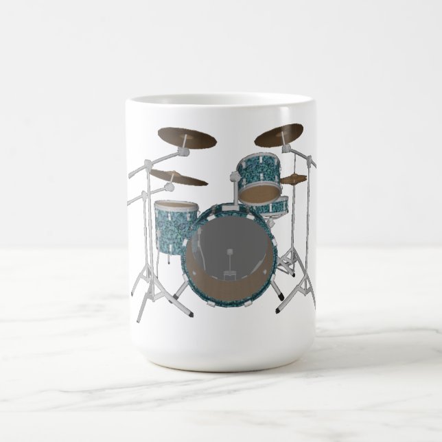 Jazz Drum Kit: Custom Green Drums Set: Coffee Mug (Center)