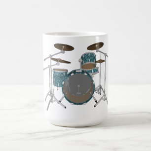 Jazz Drum Kit: Custom Green Drums Set: Coffee Mug