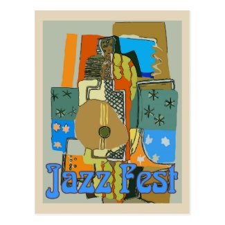 Jazz Fest, Abstract Guitar Postcard