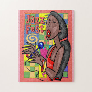 Jazz Fest Abstract Singer Jigsaw Puzzle