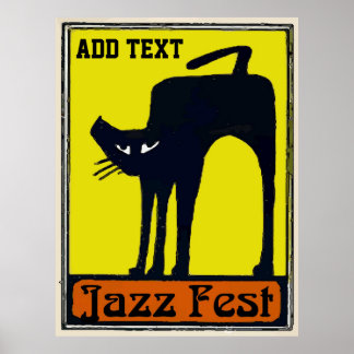 Jazz Fest Add Text Black Cat Poster