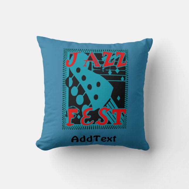 Jazz Fest, add text Throw Pillow (Front)
