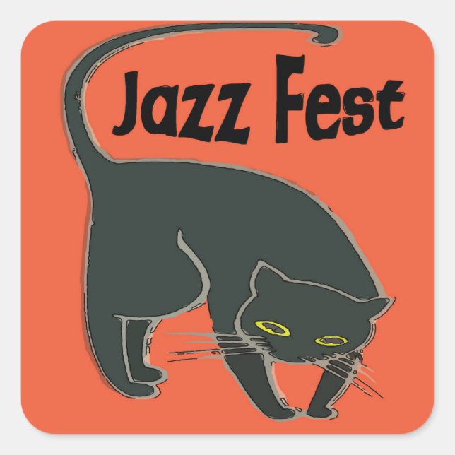 Jazz Fest Chat Noir, Red 2015 Square Sticker (Front)