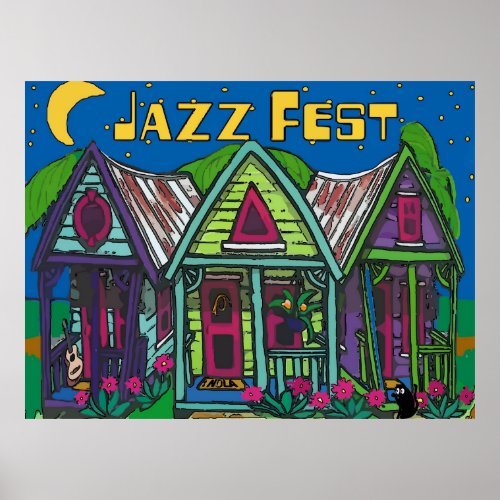 Jazz Fest Cottages Orleans Poster