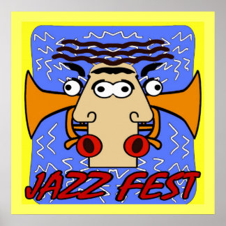 Jazz Fest Cubism Face and Horn Poster