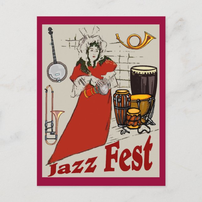 Jazz Fest Drum Lady Postcard (Front)