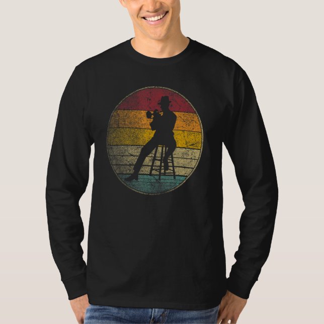 Jazz  Fest Festival Sun Retro Music Trumpet Musici T-Shirt (Front)
