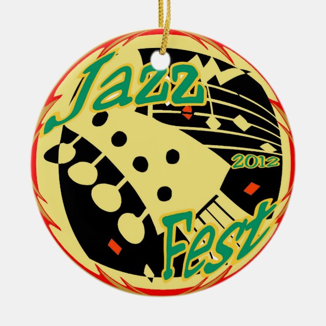Jazz Fest Guitar 2012 Ceramic Ornament (Front)