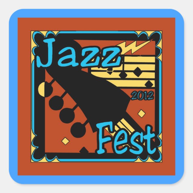 Jazz Fest Guitar 2012 Square Sticker (Front)
