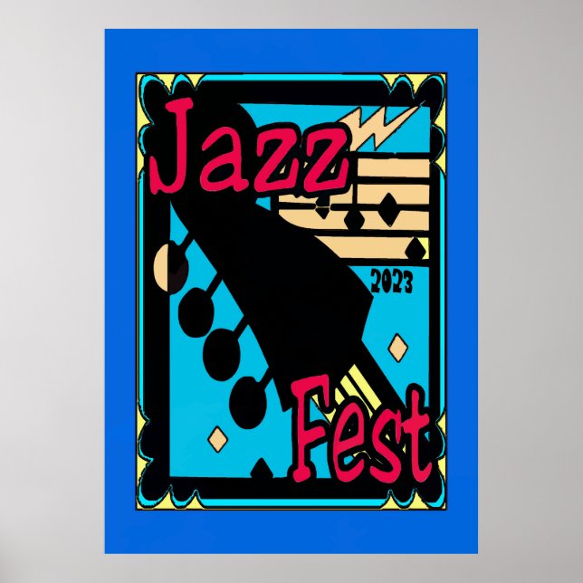 Jazz Fest Guitar in Blue Poster (Front)