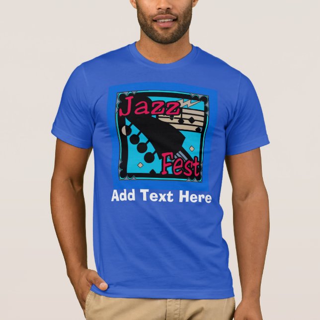Jazz Fest Guitar in Blue T-Shirt (Front)