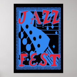 Jazz Fest Guitar in Blue Too Poster