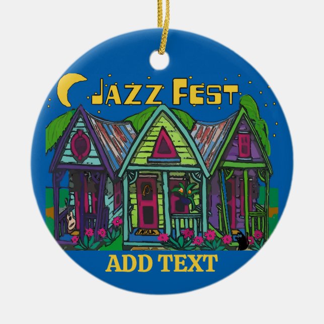 Jazz Fest Houses Ceramic Ornament (Front)