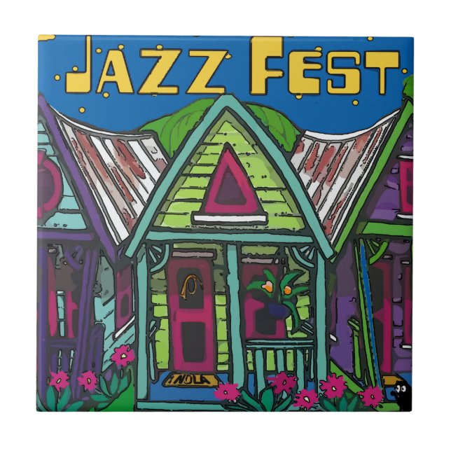 Jazz fest Houses Ceramic Tile (Front)