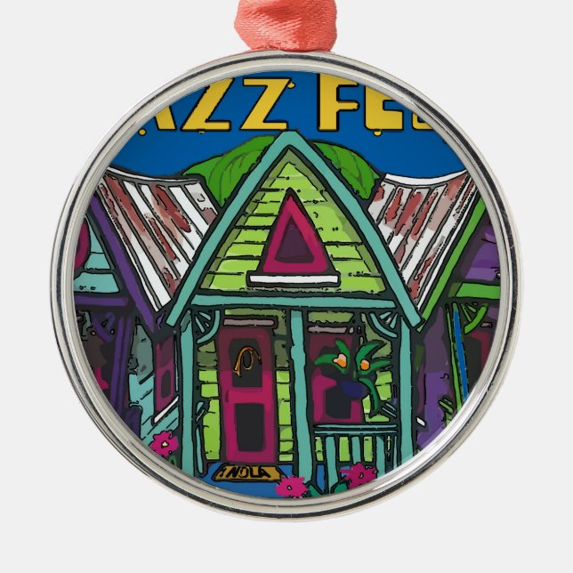 Jazz fest Houses Metal Ornament (Front)