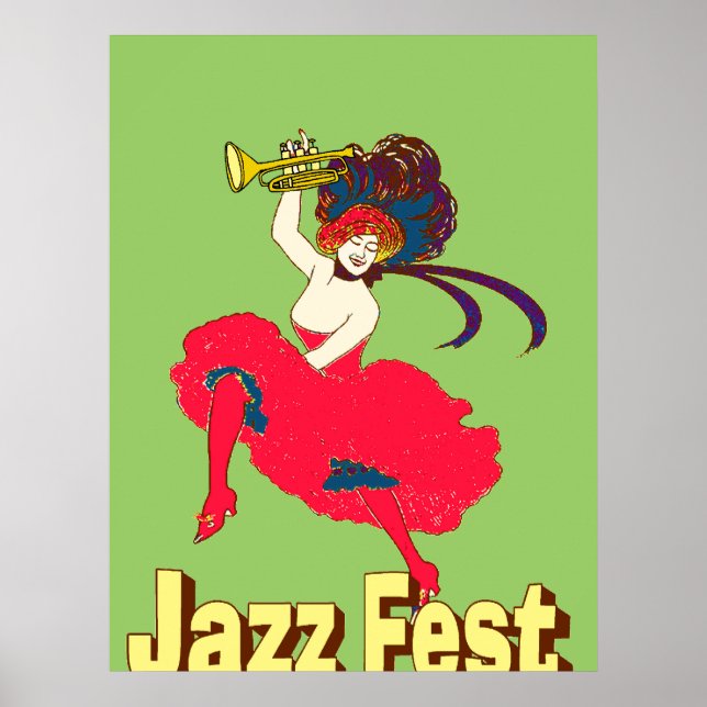 Jazz Fest Lady With Horn Poster (Front)