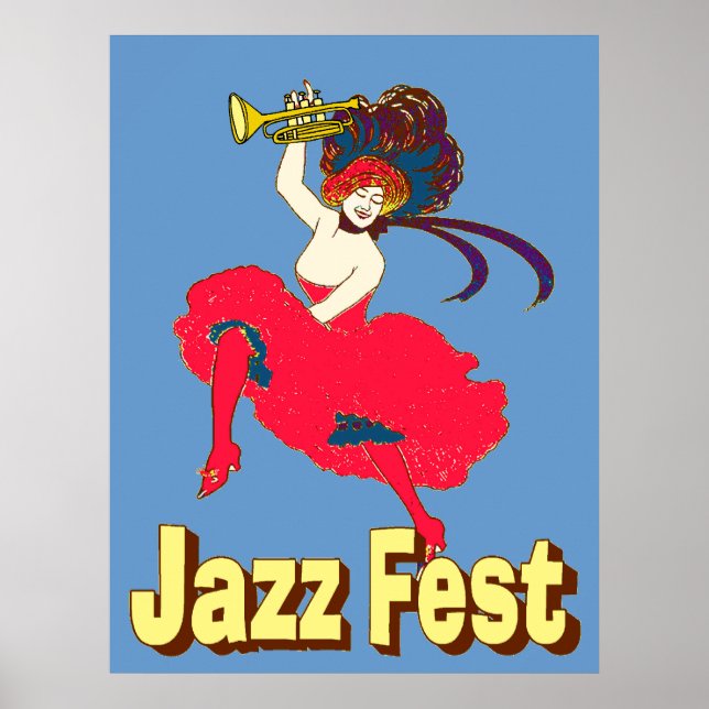 Jazz Fest Lady With Horn Poster (Front)
