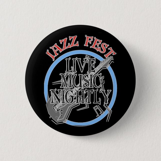 Jazz fest Live Music Black Button (Front)