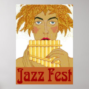 Jazz Fest Pan on Flute Poster