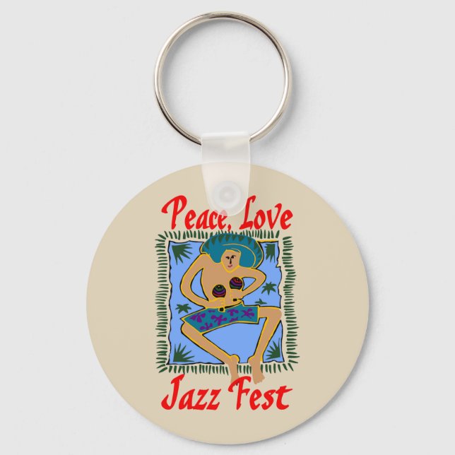 Jazz fest, Peace Love, Rasta Man Keychain (Front)