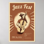 Jazz Fest Poster Description, Man With Contrabass at Zazzle