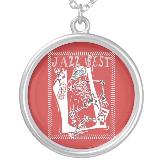 Jazz Fest Skeleton 2011 Silver Plated Necklace (Front)