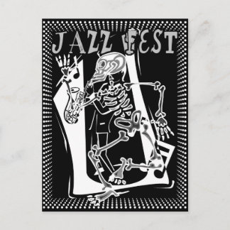 Jazz Fest Skeleton Postcard
