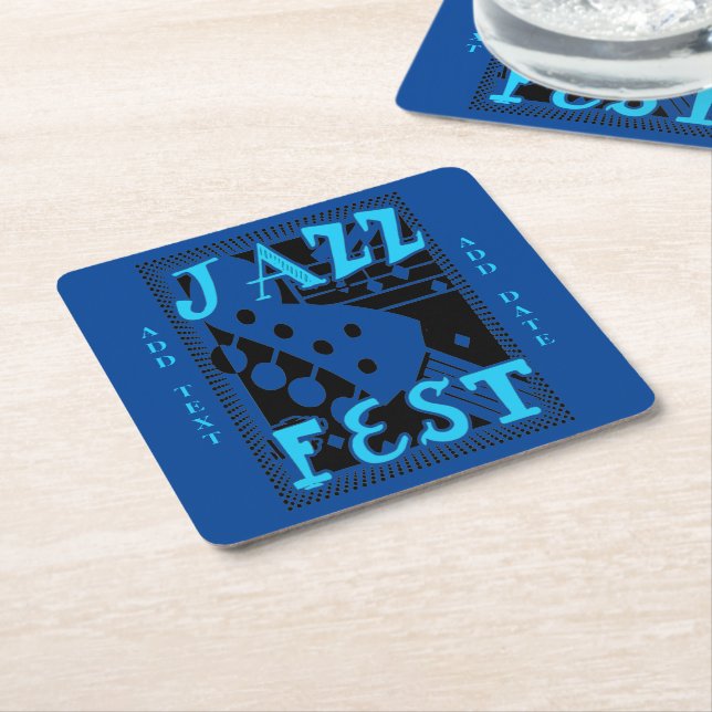Jazz Fest Skelton Square Paper Coaster (Angled)