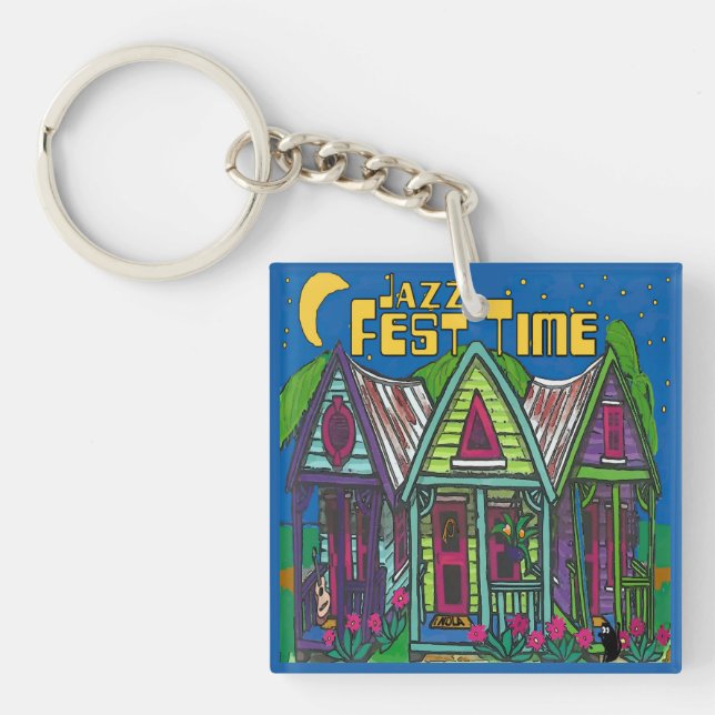 Jazz Fest Time Houses Keychain (Front)