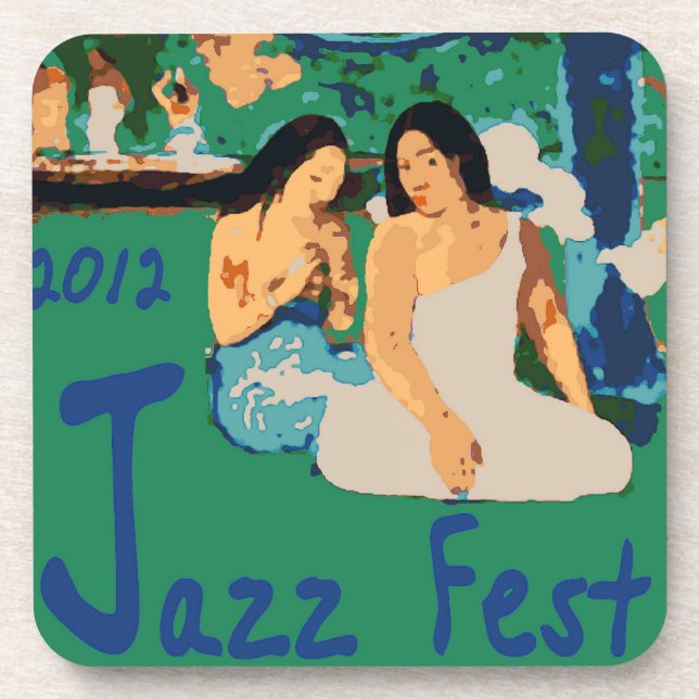 Jazz Fest Woman Under a Tree Smoking Drink Coaster (Front)