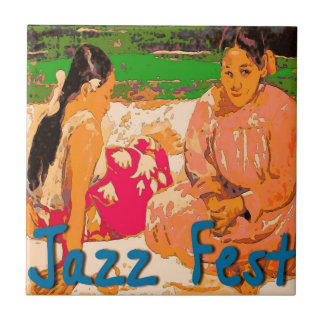 Jazz fest Women on Blanket Ceramic Tile